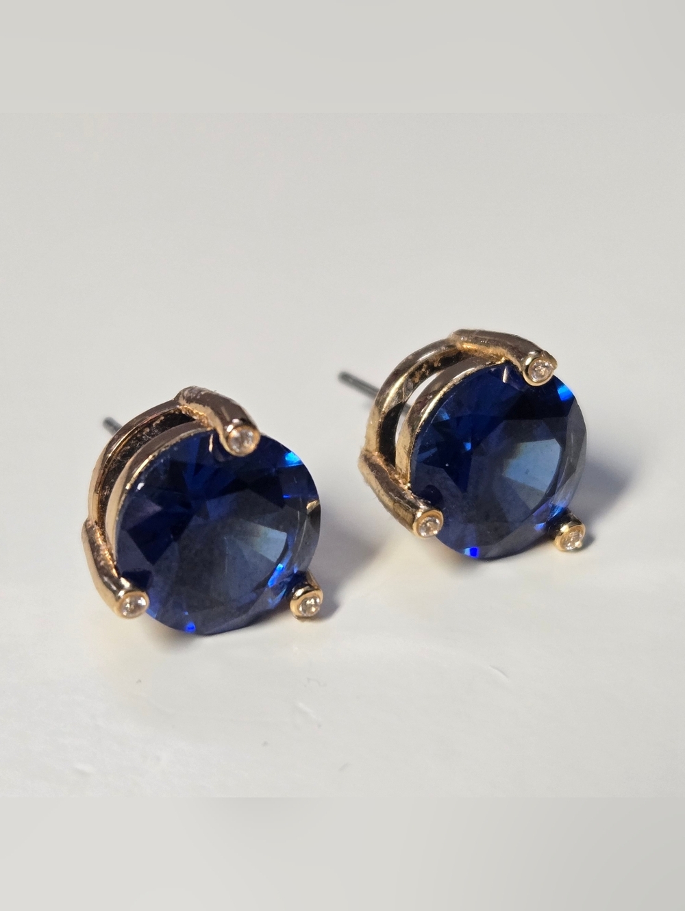 Kate Spade Gold-Tone Deep Blue Crystal Stud Earrings